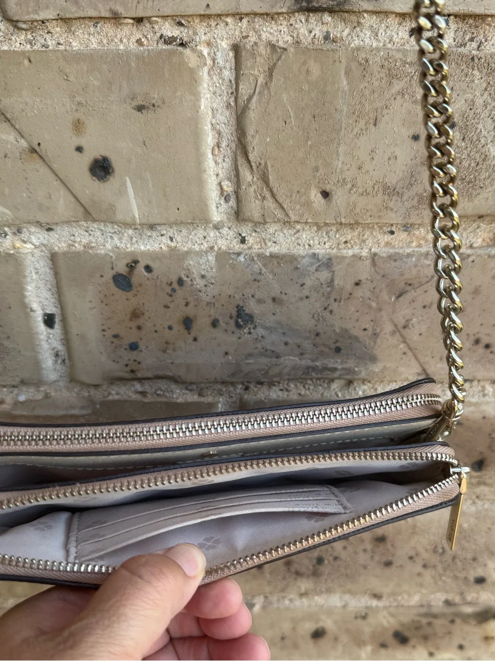Kate Spade New York Taylor Pebbled Leather Double Zip Crossbody Taupe